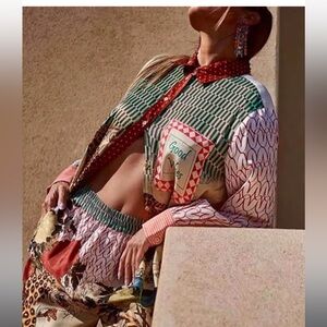 Colorful Patterned Jacket and Pants Set